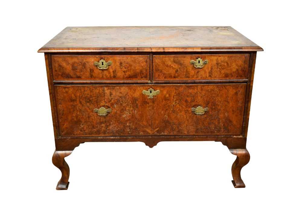 Early 18th century and later walnut low chest