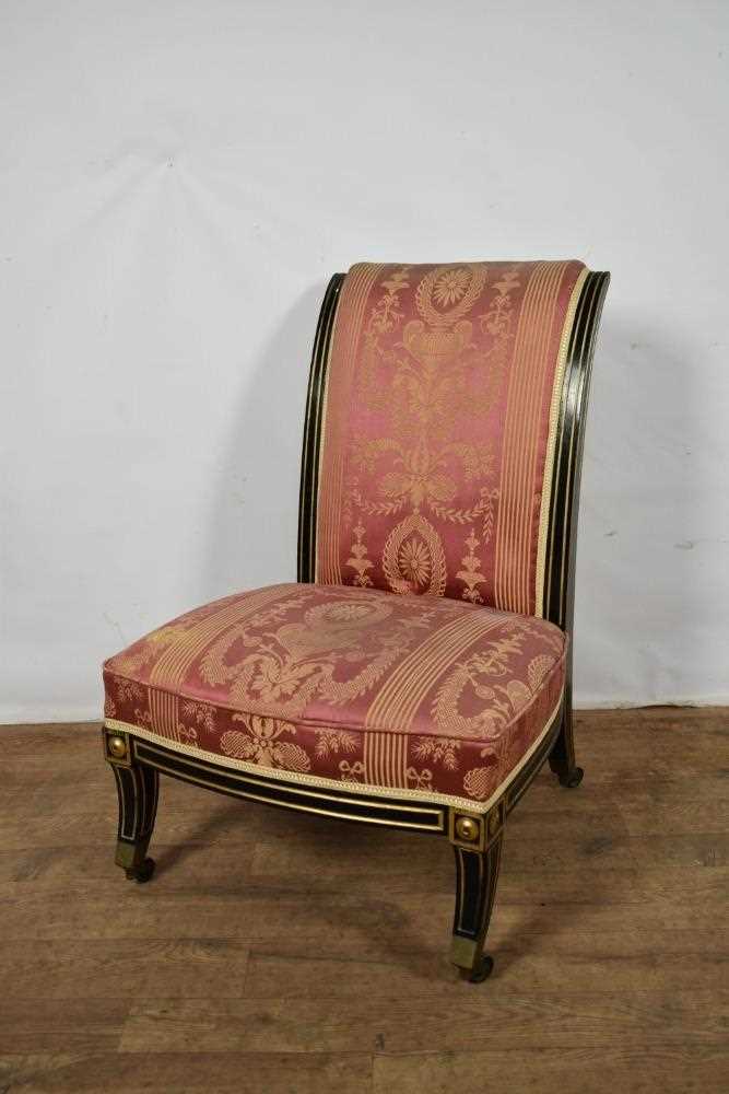 Pair of 19th French Empire style side chairs on castors - Image 3 of 6