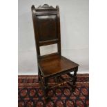 Richly patinated 17th Century oak back stool