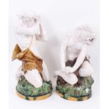 A pair of 19th century Minton majolica large figures