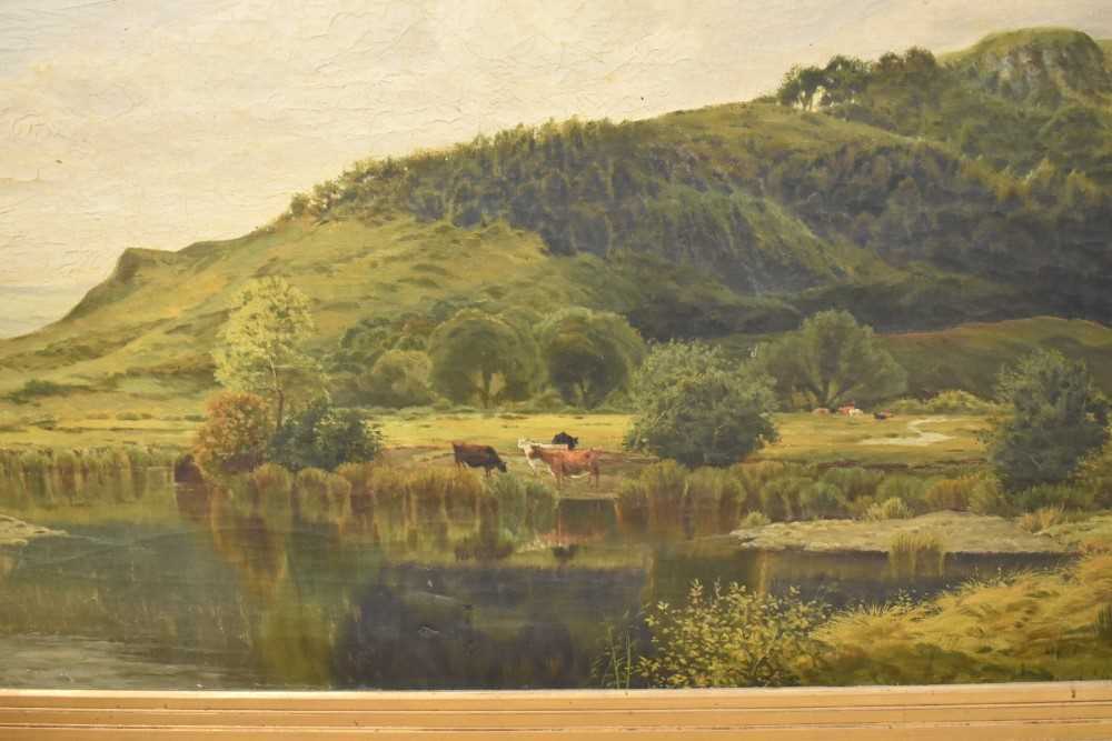 E. Stanley, 19th century, oil on canvas - Highland Landscape, signed, 76cm x 127cm, in gilt frame - Image 7 of 11