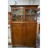 19th century mahogany cupboard with associated glazed top