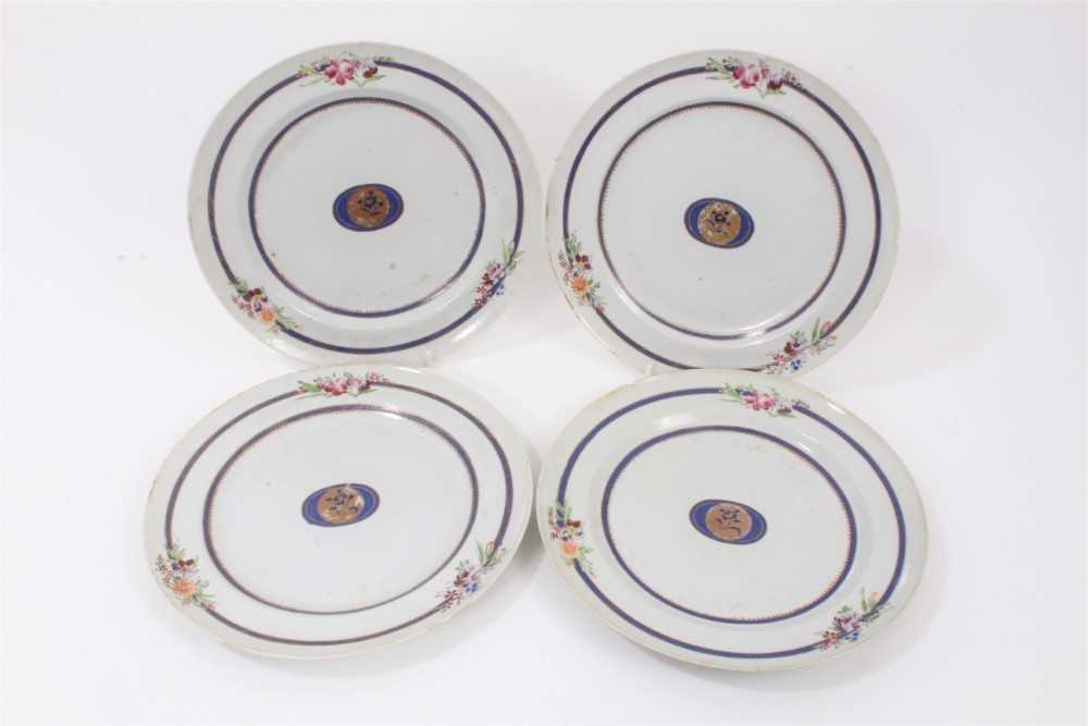 Set of four Chinese export porcelain plates