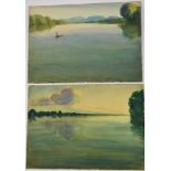 *Gerald Spencer Pryse (1882-1956) two watercolours - River landscapes the first with mountain range