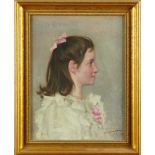 Horace Fisher (1861-1934) oil on board - 'Daisy', Marion Charlotte Green (Daisy was her pet name) si