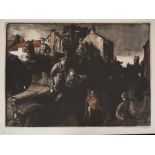 *Gerald Spencer Pryse (1882-1956) colour lithograph - refugees and artillery, signed below in pencil