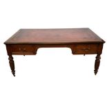 Large 19th century desk/library table on spiral twist legs