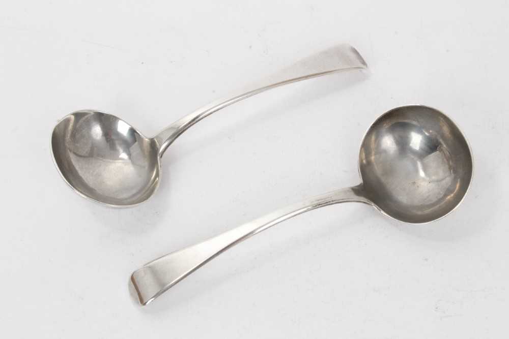 Pair of George III silver Old English pattern sauce ladles