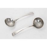 Pair of George III silver Old English pattern sauce ladles