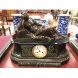 Late 19th century French marble and bronze mounted mantel clock