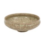 Early Chinese Ge ware stoneware footed bowl, possibly Song, of squat form with everted rim, 12.5cm d