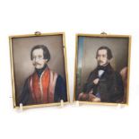 Pair of 19th century portrait miniatures on ivory