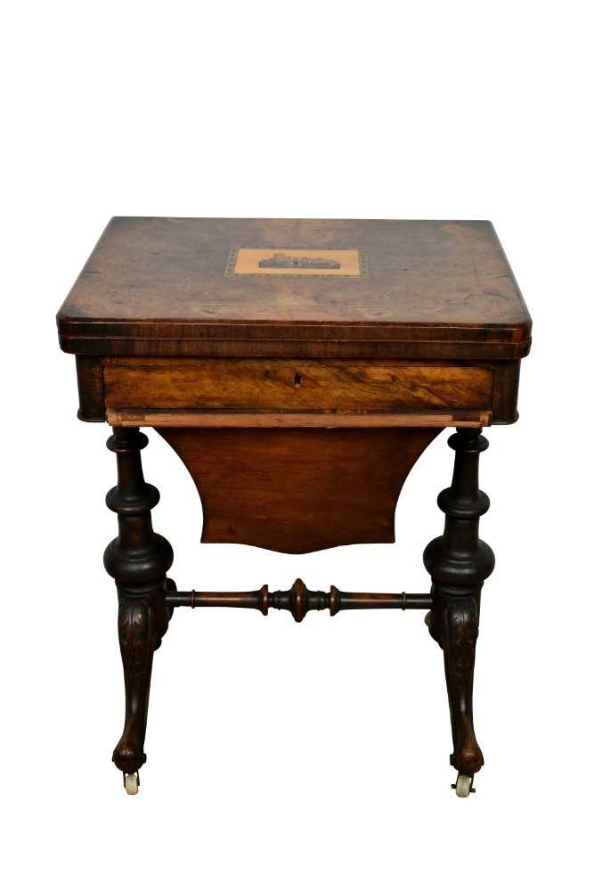 Victorian walnut and Tunbridgeware inlaid work table