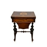 Victorian walnut and Tunbridgeware inlaid work table