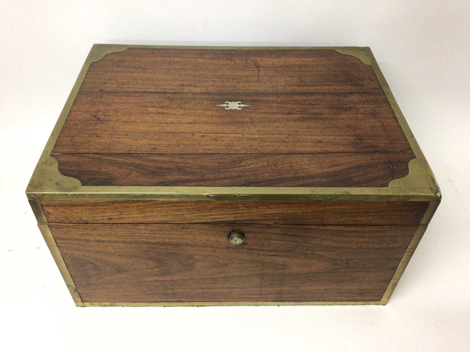 19th century padouk and brass bound campaign box