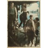 *Gerald Spencer Pryse (1882-1956) colour lithograph - Rowers, signed below in pencil, 77cm x 54cm, u