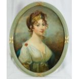 After Josef Grassi (1755-1838), Continental School, oval oil on canvas - portrait of Queen Louise of