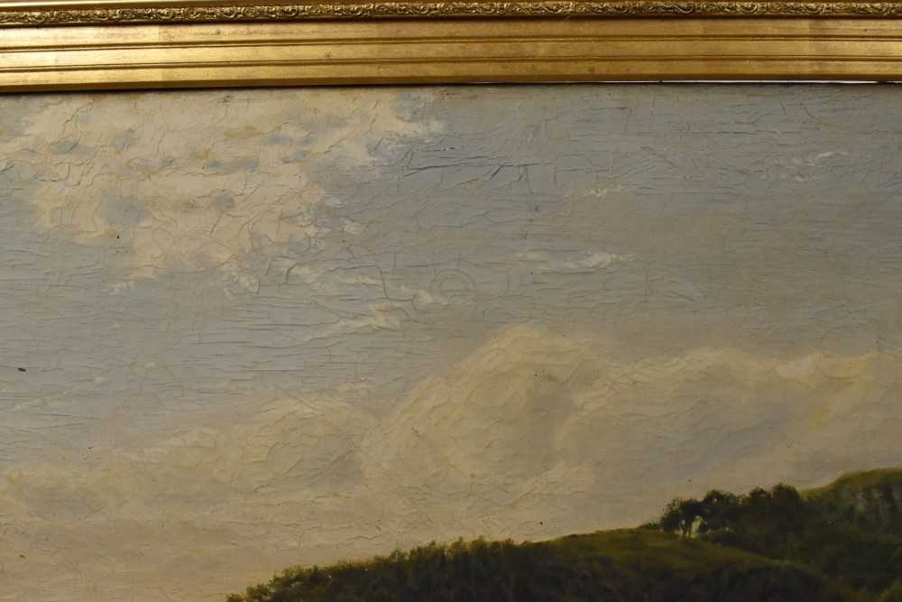 E. Stanley, 19th century, oil on canvas - Highland Landscape, signed, 76cm x 127cm, in gilt frame - Image 6 of 11