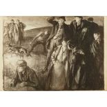 *Gerald Spencer Pryse (1882-1956) black and white lithograph - A Coursing Meeting, signed and titled