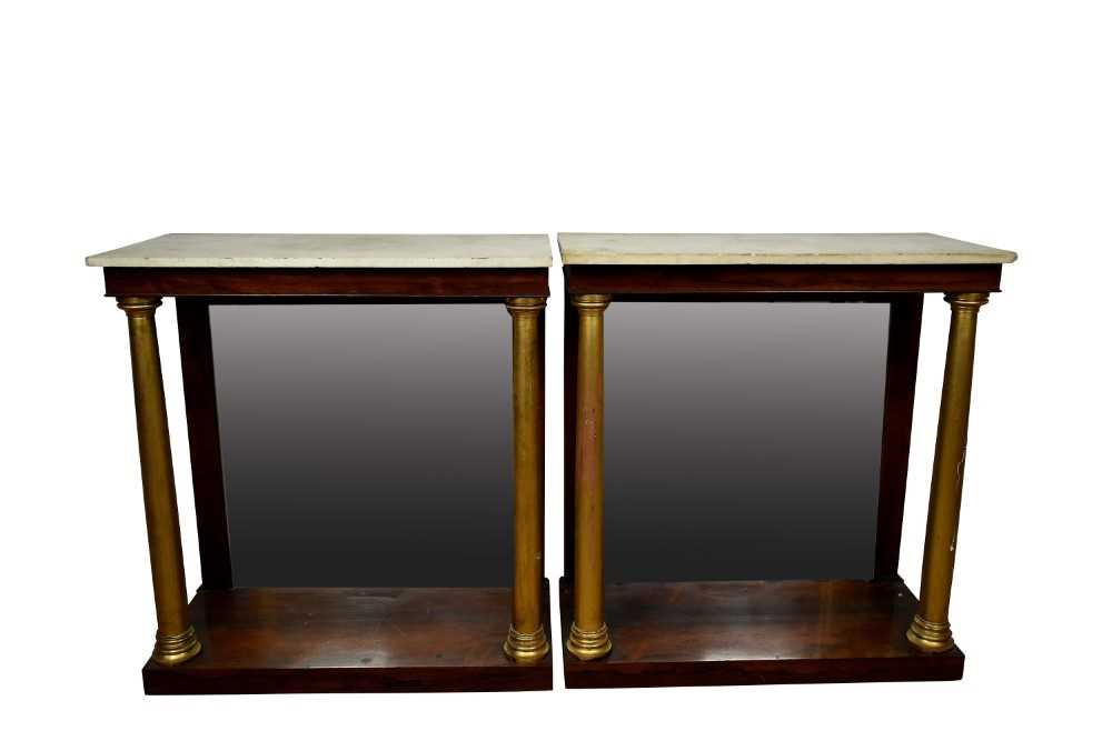 Pair of 19th century marble topped rosewood pier tables