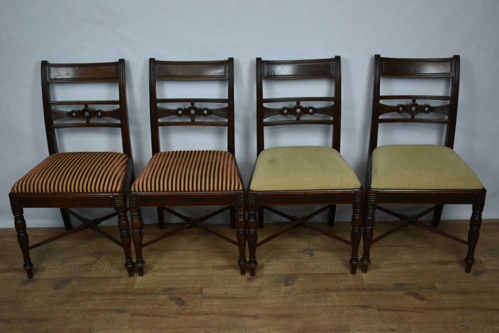 Set of four Regency mahogany bar back dining chairs