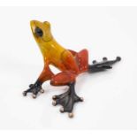 Tim Cotterell enamelled bronze sculpture of a frog, signed and numbered