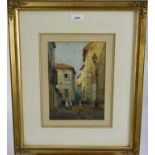 Albert Moulon Foweraker (1873-1942) watercolour - Afterglow, a street in Granada, signed, titled ver