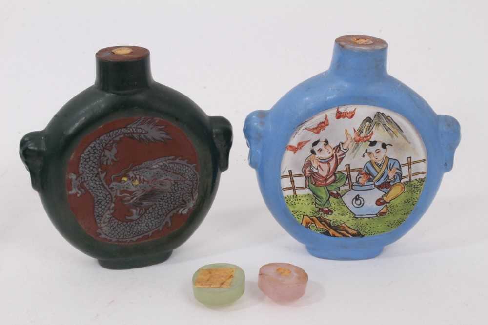 Small collection of Chinese ceramic and glass snuff bottles, together with a Chinese bronze figural - Image 3 of 10