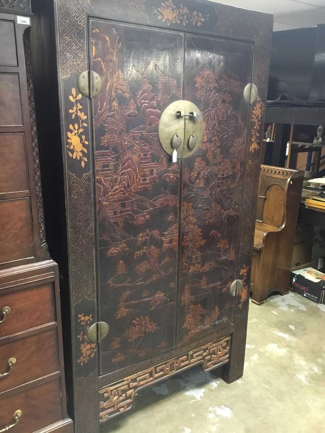 Antique Chinese lacquered cabinet - Image 13 of 13