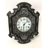 Late 19th century French wall clock with mother o pearl decoration