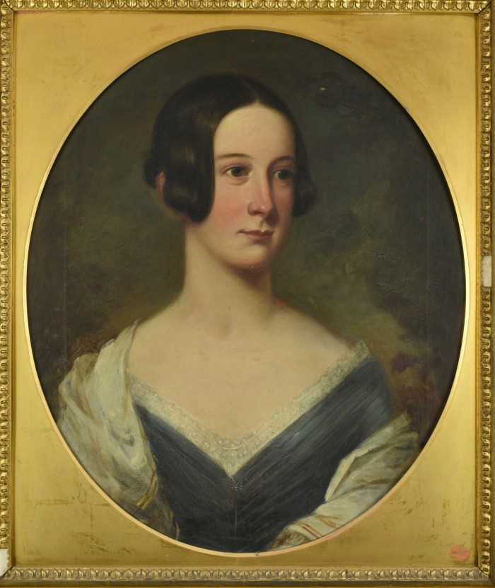 English School, early 19th century, oil on canvas - portrait of a young lady, oval, 59cm x 50cm, in - Image 2 of 6