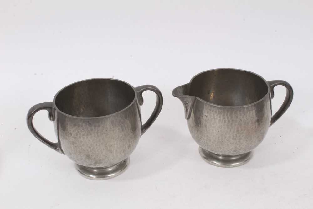 Tudric pewter teapot and ensuite cream jug, by Archibald Knox, other pewter - Image 5 of 8