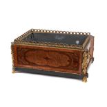 19th century satinwood marquetry and gilt metal mounted planter, with canted corners, pierced galler