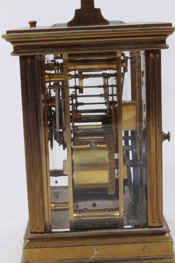 Late 19th century French brass carriage clock with pierced front plate, repeat mechanism - Image 2 of 6