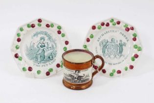 An unusual 19th century English pottery dish of Temperance interest