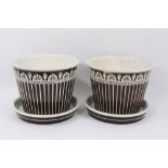 Pair of large early 19th century Wedgwood cache pots and stands, Provenance: Stour Lodge, Bradfield,