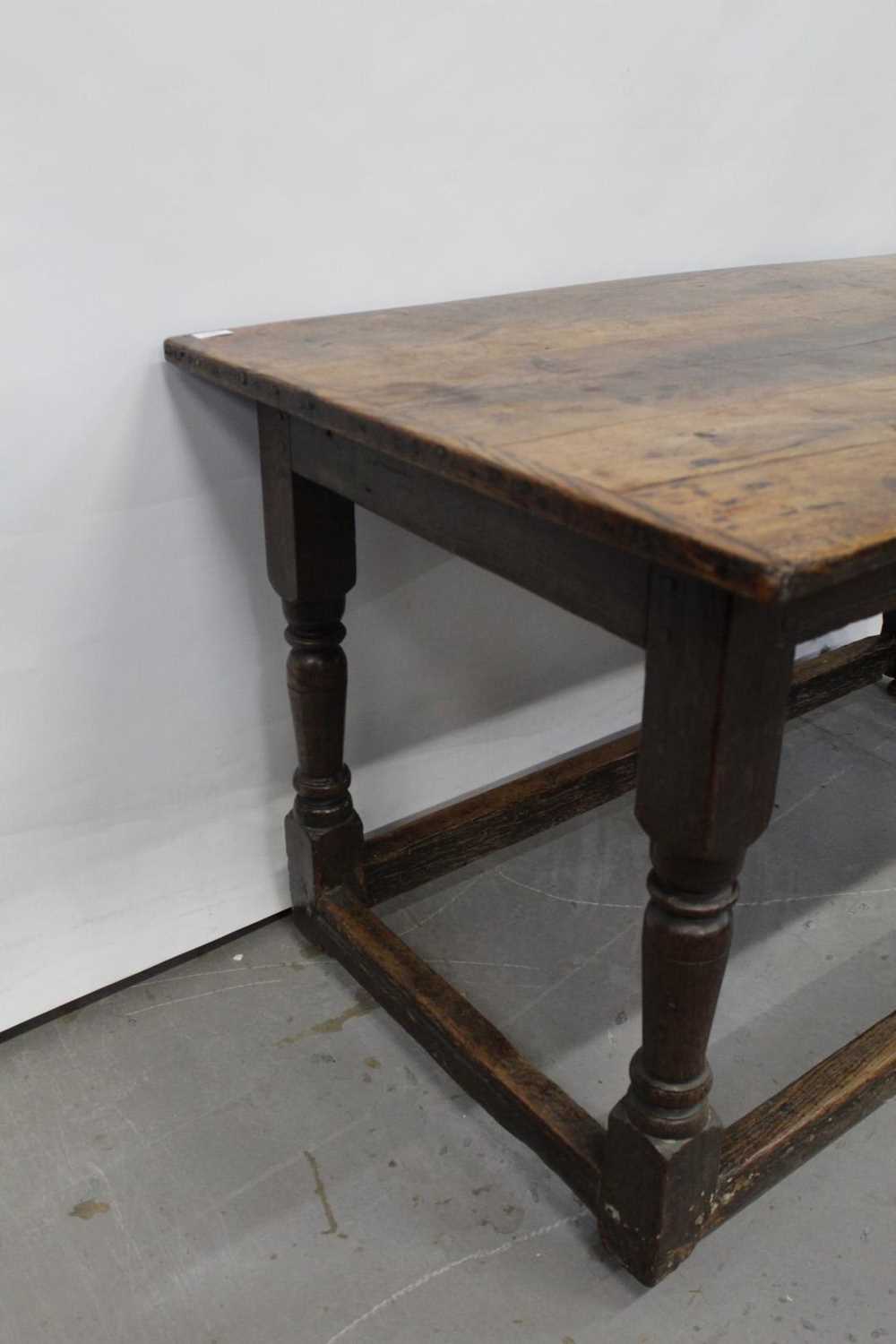 Rare early 18th century oak refectory table dated 1724 - Image 3 of 10