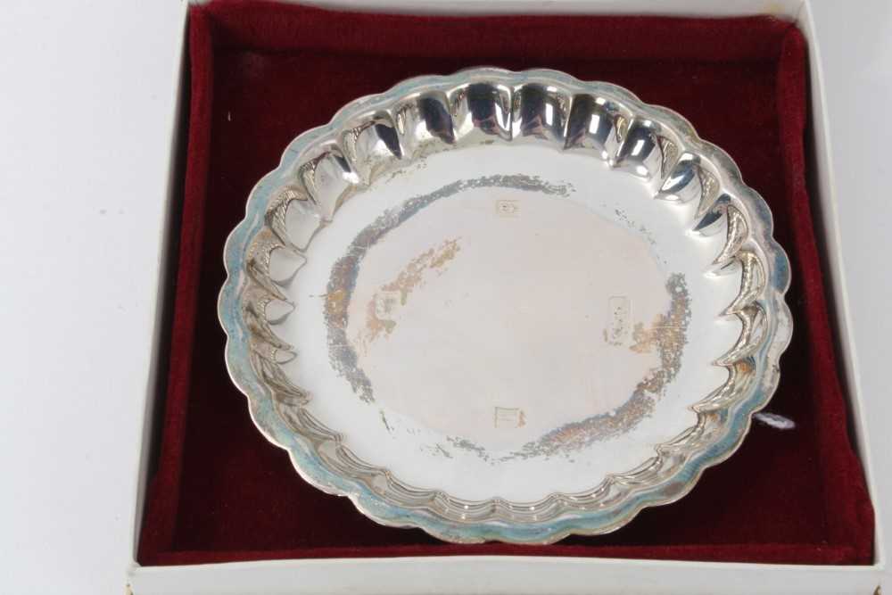 Pair of silver pin dishes, another pin dish in box, a spill vase and pair of silver candlesticks - Image 2 of 4