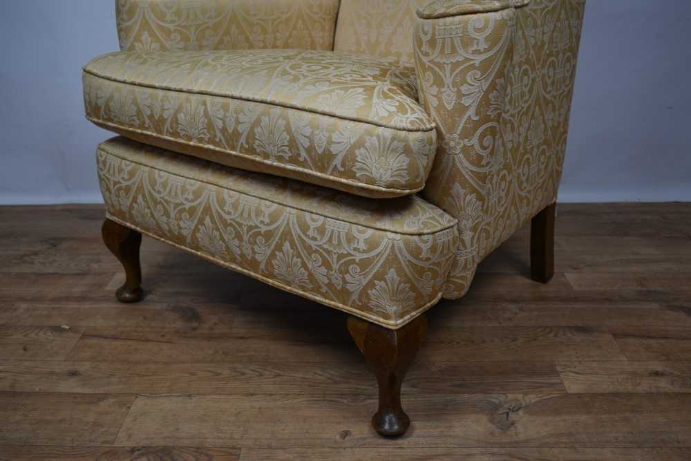 Early 20th century wing armchair with gold upholstery - Image 2 of 5