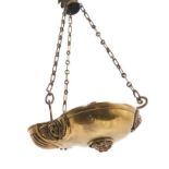 Antique Classical revival bronze oil lamp form lantern