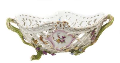 A Meissen Marcolini period two handled basket