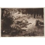 *Gerald Spencer Pryse (1882-1956) black and white lithograph - First War casualties, signed, 27cm x