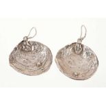 Pair of cast silver earrings modelled as oyster shells, by Michael Bolton
