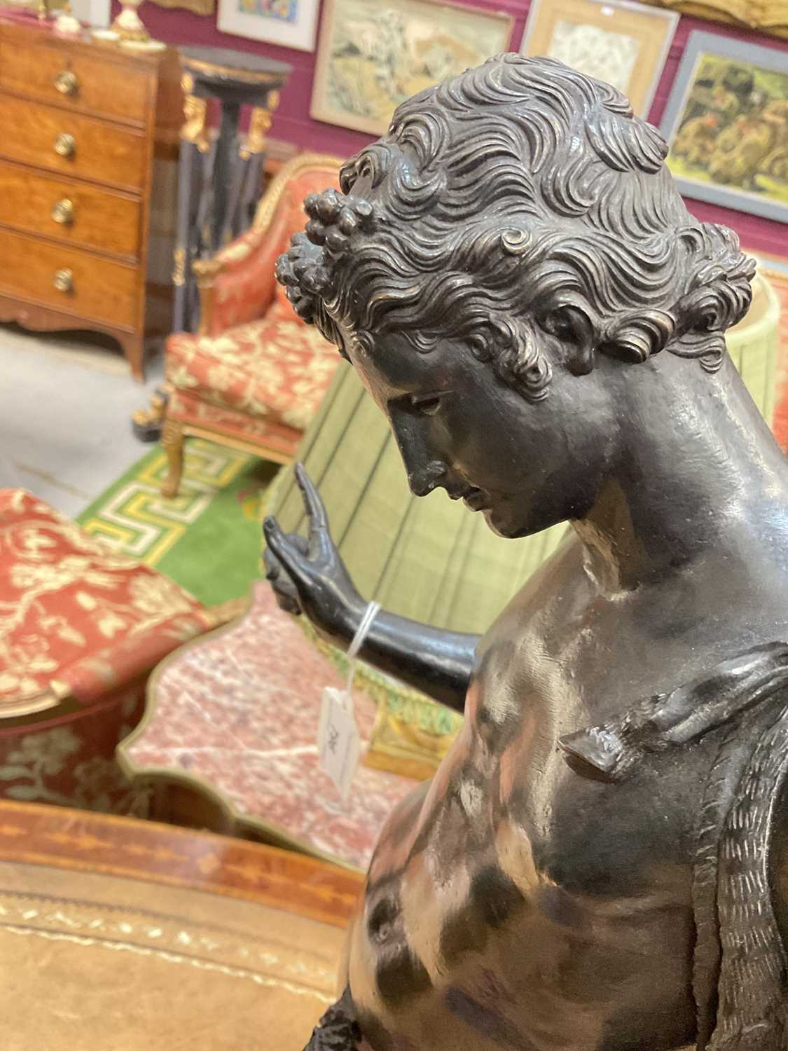 Large 19th century Grand Tour bronze figure of Narcissus - Image 13 of 18