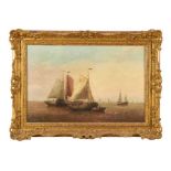 Dutch School, mid 19th century, oil on canvas - Vessels in Calm Waters, indistinctly signed, dated 1
