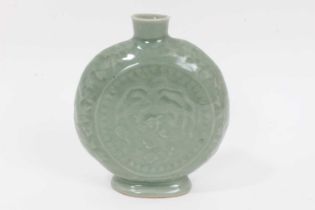 A Chinese celadon glazed moon flask