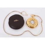 Gentlemen's Gradus gold plated half hunter pocket watch with white enamel Roman numerial dial and su