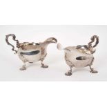 Near pair of Georgian silver sauce boats