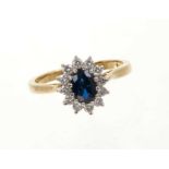 Sapphire and diamond cluster ring