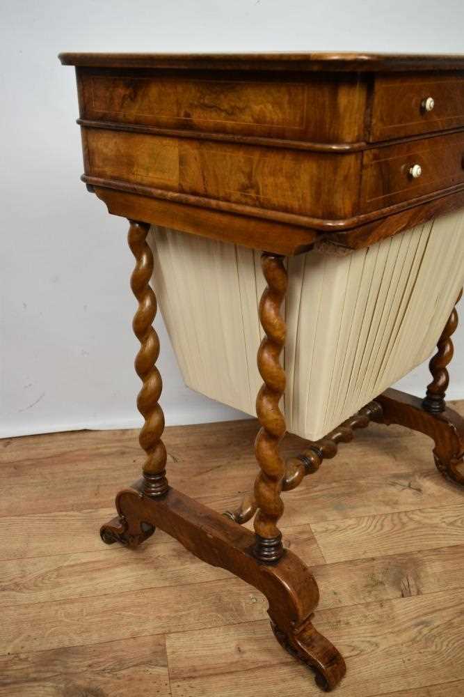 Mid Victorian burr walnut and inlaid work table - Image 4 of 6